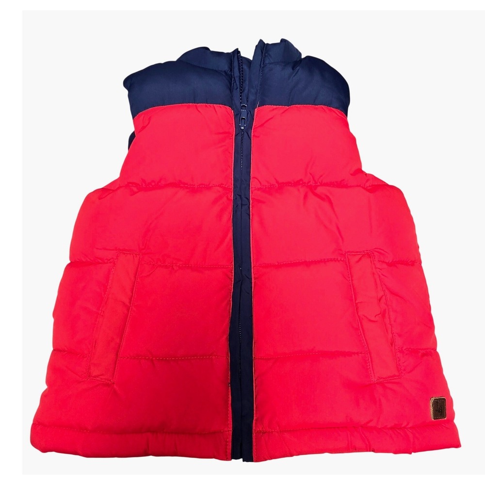 Janie and Jack Size 3-4 Red Navy Puffer Vest Colorblock Zip Up
